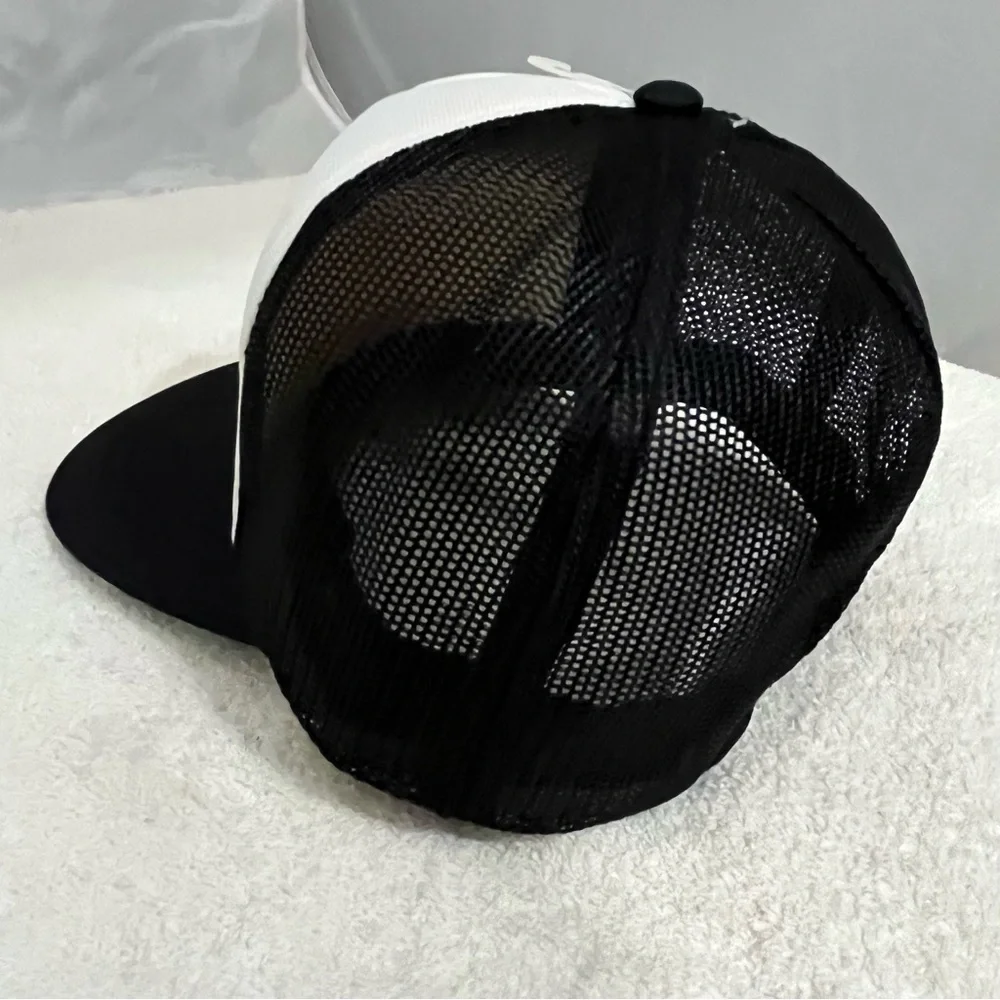 Galveston Island Art on Black & White Adjustable Snap Back Trucker Hat